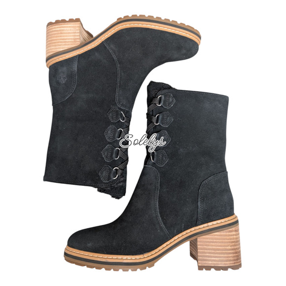 Timberland Sienna High Waterproof Mid Black Suede Leather Lace Up Heel Boot 6.5 - Picture 9 of 9